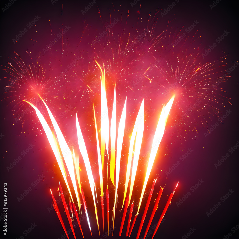 Wall mural explosive isolated fireworks light up the sky created using generative ai