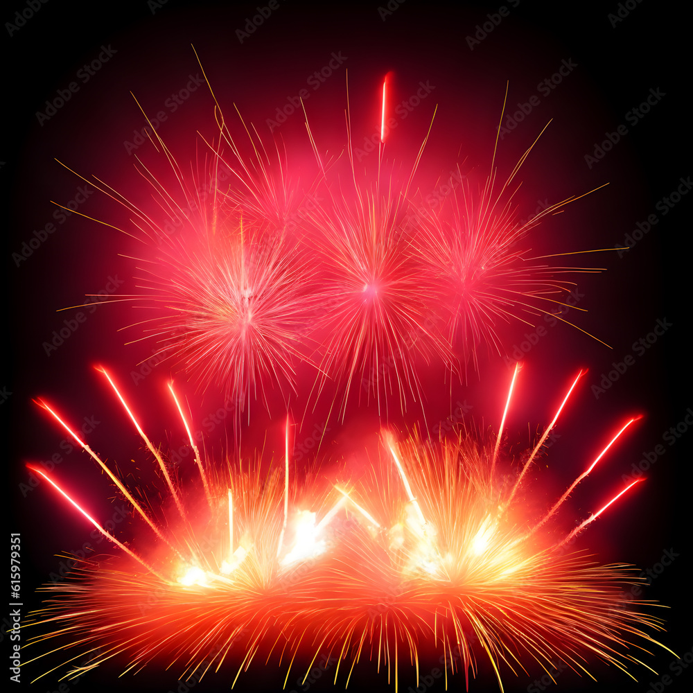 Wall mural explosive isolated fireworks light up the sky created using generative ai