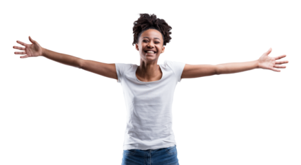 Beautiful woman laughs, inspires, toothy smile