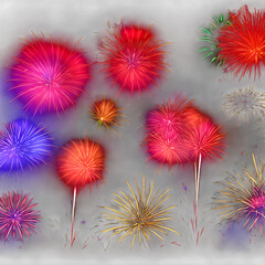 Explosive isolated fireworks light up the sky created using generative ai