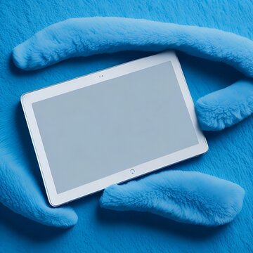 Blank screen realistic tablet frame, rotated position, side view, top view. The tablet is at different angles. Layout of a universal set of devices