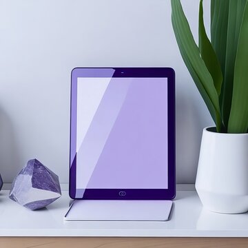Blank screen realistic tablet frame, rotated position, side view, top view. The tablet is at different angles. Layout of a universal set of devices