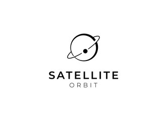 Satellite logo template. Communication technology logo concept for satellite