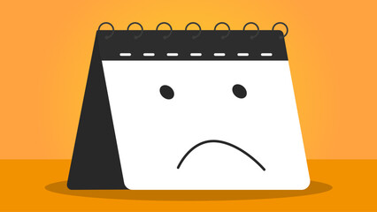 Sad calendar vector cartoon illustration