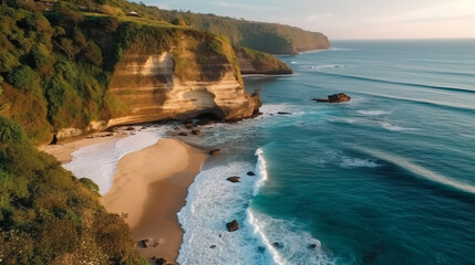 beautiful beach view with high cliff