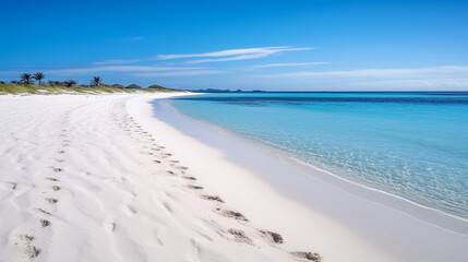 Fototapeta na wymiar beautiful beach with blue water and white sand