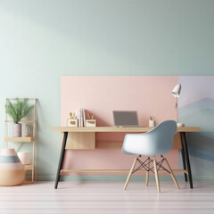 Minimal home interior background, home office concept