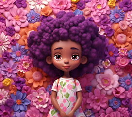Fototapeta premium Afro Little Girl 3D Skinny Straight Tumbler Wrap PNG
