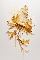 Obraz premium Abstract floral oil painting. Gold and yellow marigold flower on white background