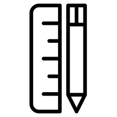 The Black Pencil and Ruler Icon Symbols Are Perfect as  an Additional Element to your Design