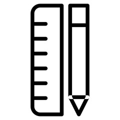 The Black Pencil and Ruler Icon Symbols Are Perfect as  an Additional Element to your Design