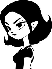 Vector illustration A joyful brave young woman radiating happiness and vibrant energy.