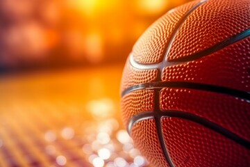 Basketball element. Background with selective focus and copy space. AI generated, human enhanced