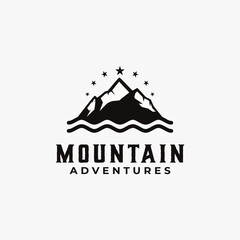 mountain outdoors vector graphic in vintage style. adventure traveling wilderness adventure logo illustration template.