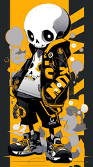 hip street skull boy, graphic vector illustration