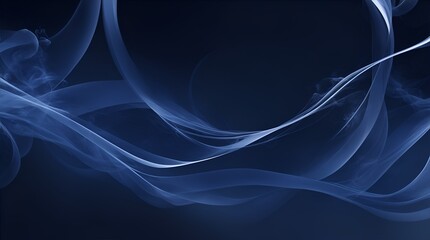 A beautiful abstract trailing smoke, navy blue backdrop for a product presentation. isolated in a dark background, wallpaper background. Generative AI