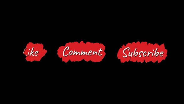 Like, Comment, and Subscribe tags animated in a charming hand-drawn style on transparent background. All on screen at once and individual for your YouTube needs.