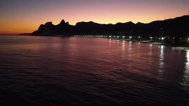 Pink sky at the Ipanema`s sunset