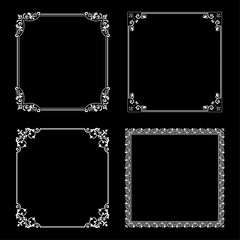 Set of decorative frames Elegant vector element for design in Eastern style, place for text. Floral black and white borders. Lace illustration for invitations and greeting cards.
