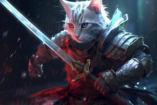 猫の剣士,Generative AI AI画像