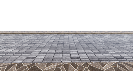 Empty pedestrian road with two sidewalks in PNG isolated on transparent background.	
