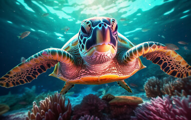 Obraz na płótnie Canvas Sea Turtle, Generative AI,