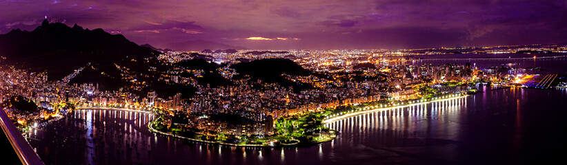 Panoramic view of the Aterro do Flamengo waterfront and Marina da Glória in Rio de Janeiro, Brazil. - obrazy, fototapety, plakaty