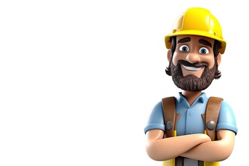 Caucasian Man Construction Worker Isolated White Background Good Looking With Copy Space Generative AI