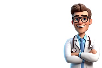Caucasian Male Doctor Isolated White Background Good Looking With Copy Space Generative AI