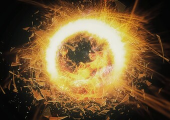 fiery explosion in the shape of a fire