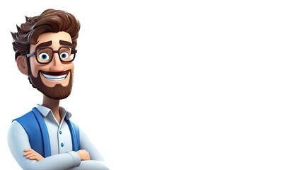Fototapeta premium Caucasian Male Software Developer Isolated White Backdrop Handsome With Copyspace Generative AI