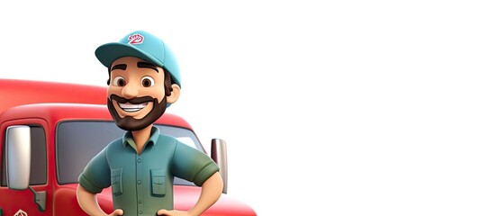 Obraz premium Caucasian Male Truck Driver Isolated White Background Good Looking With Copy Space Generative AI
