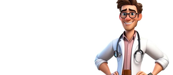 Caucasian Man Veterinarian Isolated White Background Handsome With Copyspace Generative AI