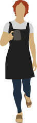 Woman Apron Walking 3 Vector Illustration