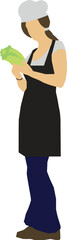 Woman in Apron Standing 5 Vector Illustration