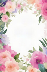 Naklejka premium invitation card template with watercolor art floral theme, AI generated