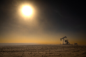 Oil drill in a dust storm