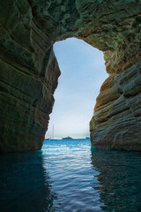 impressive spot of rock formations view from the interior in Greece islands - 615991359