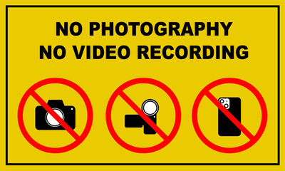 Obraz premium No photography and no video recording sign for sticker printing