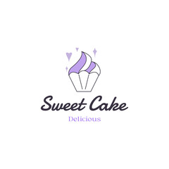 Purple Cute Cake Logo