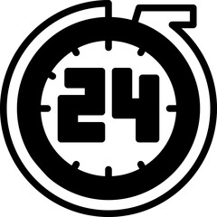 open 24 hours solid line icon
