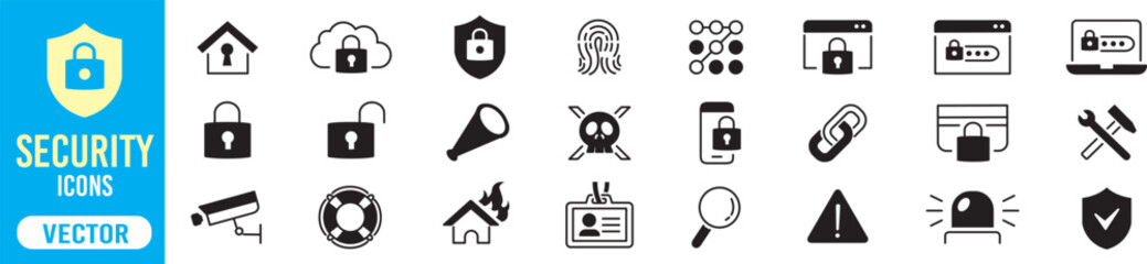 Security Editable Line Icons Set Vector Collection