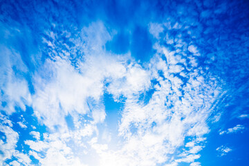 clouds and blue sunny sky,  white clouds over blue sky, Aerial view,  nature blue sky white cleat...