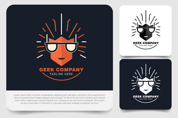 Geek head illustration using sunglasses suitable for logo, sign, symbol company or another professional creativity 