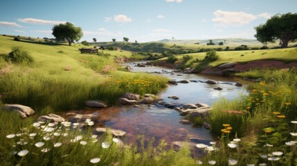 Obraz premium landscape with river and grass