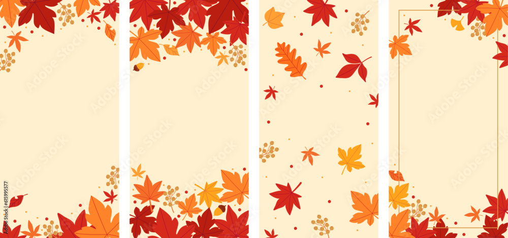 Wall mural autumn background banner set