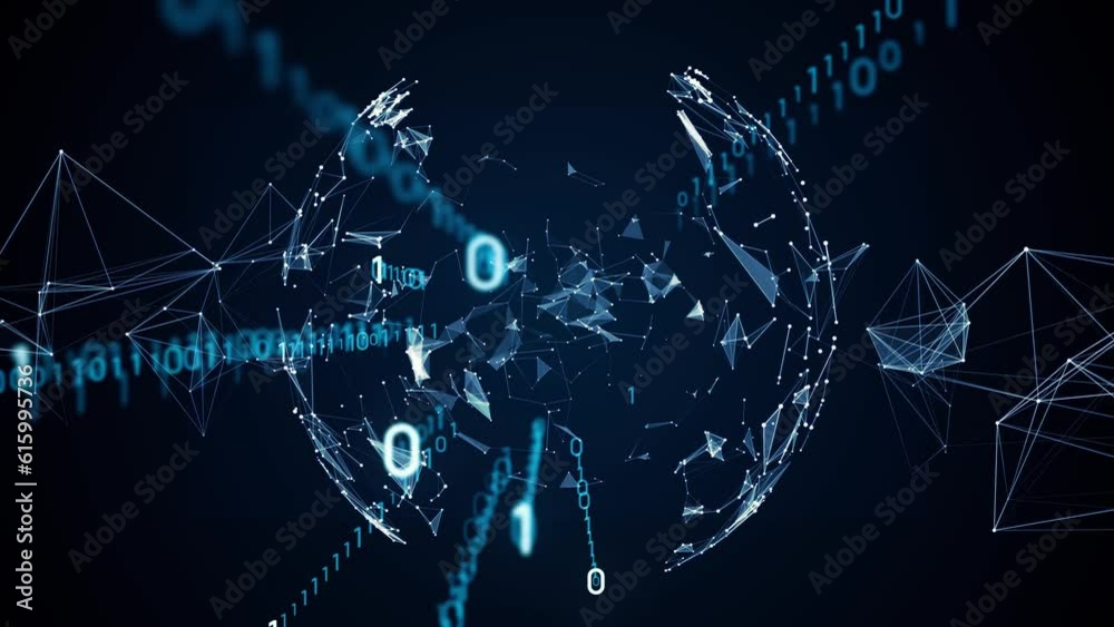 Poster Digital communication network concept. Abstract animation.