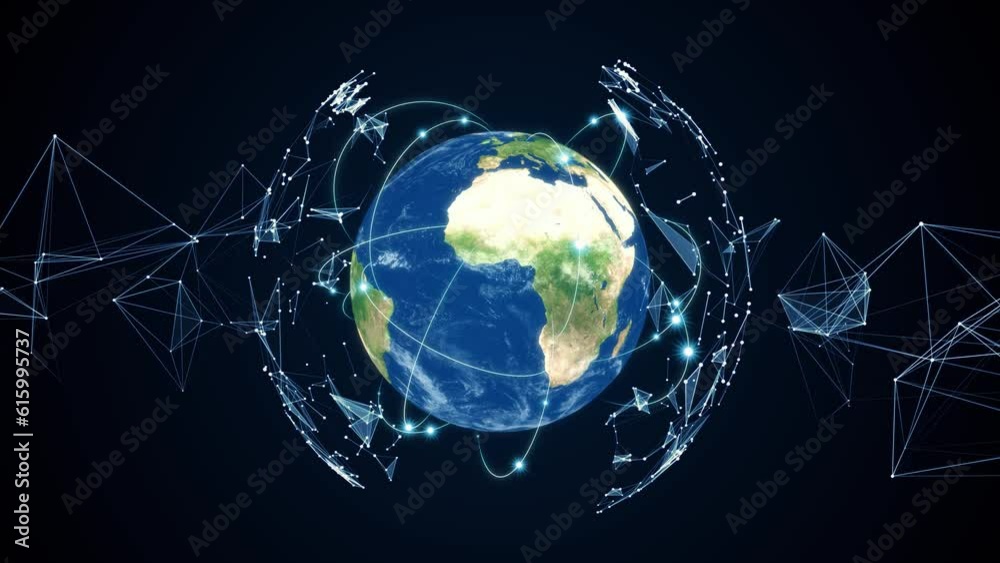 Poster Global communication network concept. Abstract animation.