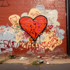 heart graffiti on the wall