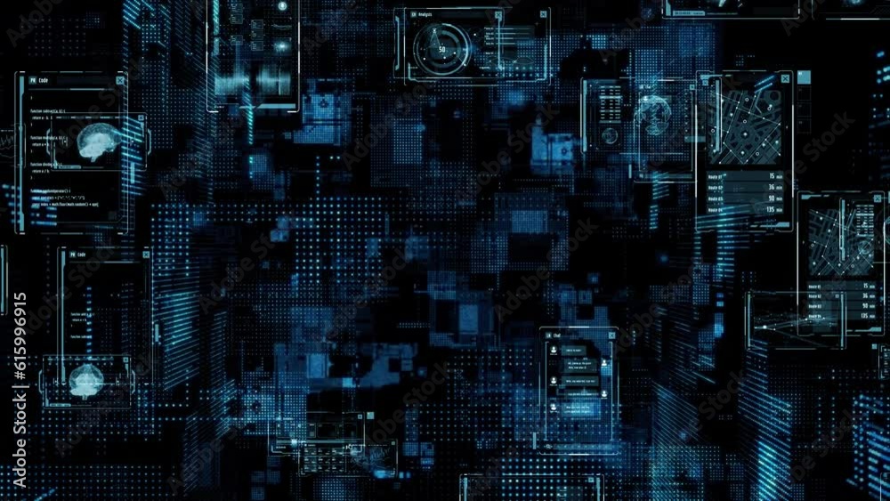 Poster Digital communication network concept. GUI (Graphical User Interface). Abstract animation.